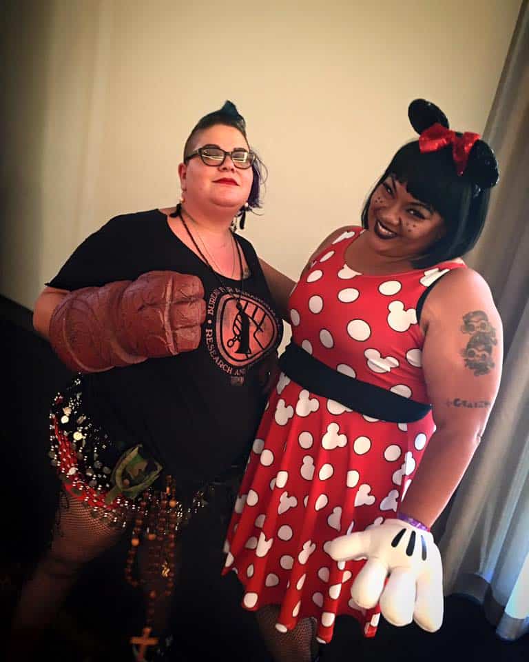 (l.-r.) Tina Cervantes as Hellboy and founder Marisa Garcia as Minnie Mouse