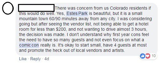 FB estes park comment